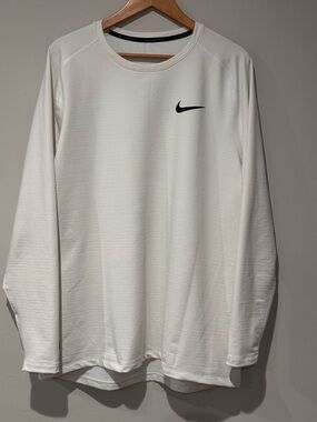 Nike Pro Dri-FIT Long Sleeve Shirt White XXL Athletic Training Performance